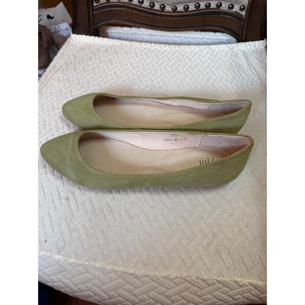 J. Jill Olive Green Suede Pointed Toe Ballet Flats Womens 8.5 Slip On Shoes